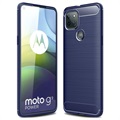 Motorola Moto G9 Power Børstet TPU-deksel - Karbonfiber - Blå