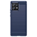 Motorola Edge 40 Pro/Edge+ (2023) Børstet TPU Deksel - Karbonfiber - Blå