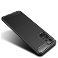 Samsung Galaxy A52 5G/A52s 5G Børstet TPU-deksel - Karbonfiber - Svart