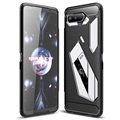 Asus ROG Phone 5 Børstet TPU-deksel - Karbonfiber - Svart