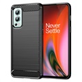 OnePlus Nord 2 5G Børstet TPU Deksel - Karbonfiber - Svart