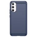 Samsung Galaxy A34 5G Børstet TPU-deksel - Karbonfiber - Blå
