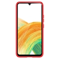 Samsung Galaxy A34 5G Børstet TPU-deksel - Karbonfiber - Rød
