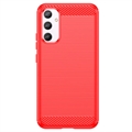 Samsung Galaxy A34 5G Børstet TPU-deksel - Karbonfiber - Rød