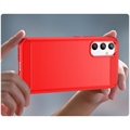 Samsung Galaxy A34 5G Børstet TPU-deksel - Karbonfiber - Rød