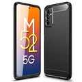 Samsung Galaxy M52 5G Børstet TPU-deksel - Karbonfiber - Svart