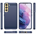 Samsung Galaxy S22 5G Børstet TPU-deksel - Karbonfiber - Blå