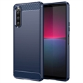 Sony Xperia 10 V Børstet TPU-deksel - Karbonfiber