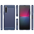 Sony Xperia 10 V Børstet TPU-deksel - Karbonfiber