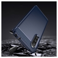 Sony Xperia 10 V Børstet TPU-deksel - Karbonfiber - Blå