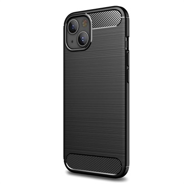 iPhone 13 Mini Børstet TPU Deksel - Karbonfiber - Svart