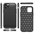 iPhone 12 Pro Max Børstet TPU Case - Karbonfiber - Svart