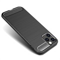 iPhone 12 Pro Max Børstet TPU Case - Karbonfiber - Svart
