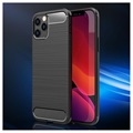 iPhone 12 Pro Max Børstet TPU Case - Karbonfiber - Svart