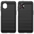 Samsung Galaxy Xcover6 Pro Børstet TPU-deksel - Karbonfiber - Svart