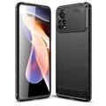 Xiaomi Poco X4 Pro 5G Børstet TPU-deksel - Karbonfiber - Svart