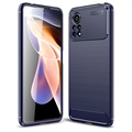 Xiaomi Poco X4 Pro 5G Børstet TPU-deksel - Karbonfiber - Blå