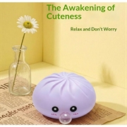Dumpling squishy antistress-leke som blåser bobler, med dampkurv - Lilla