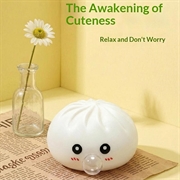 Dumpling squishy antistress-leke som blåser bobler, med dampkurv - hvit