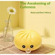 Dumpling squishy antistress-leke som blåser bobler, med dampkurv - gul