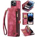Caseme 2-i-1 Multifunksjonell iPhone 14 Pro Max Lommebok-deksel - Rød