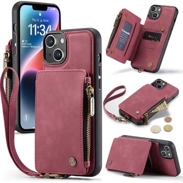 Caseme C20 Lomme med Glidelås iPhone 14 Plus Hybrid-deksel - Rød