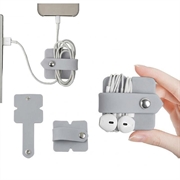 Kabel-/øretelefonholder i silikon med metalltrykknapp - grå