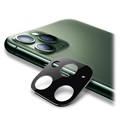 iPhone 11 Pro/11 Pro Max Kamera Linse Beskytter i Metall & Herdet Glass - Svart