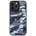 Camouflage  Serie iPhone 14 Pro Hybrid-deksel - Blå