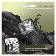 AirPods 4-etui i kamuflasje, støtsikkert, med karabinkrok - Kamuflasjegrå