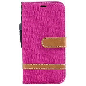Samsung Galaxy J3 (2017) Canvas Diary Lommebok-deksel - Varm Rosa