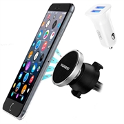 Essensielt bilsett - dobbel USB-lader og magnetisk telefonholder