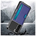 Kortholder Samsung Galaxy S21 5G Hybrid-deksel - Blå