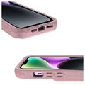iPhone 14 Hybrid-deksel med Speil og Kortholder - Rosa