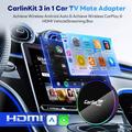 Carlinkit HD2CP Pro trådløs CarPlay- og Android Auto-adapter med HDMI-inngang - svart