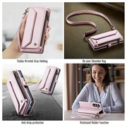 Samsung Galaxy Z Fold8 Ultra CaseMe C36 RFID-blokkerende lommeboketui - Rosa