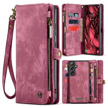 Samsung Galaxy S24 FE Caseme 008 2-i-1 Multifunksjonell Lommebok-deksel - Rød