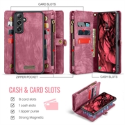 Samsung Galaxy S24 FE Caseme 008 2-i-1 Multifunksjonell Lommebok-deksel - Rød