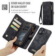 iPhone 16 Plus Caseme 008 2-i-1 Multifunksjonell Lommebok-deksel - Svart