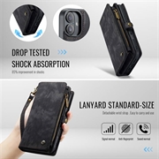 iPhone 16 Plus Caseme 008 2-i-1 Multifunksjonell Lommebok-deksel - Svart