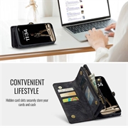 iPhone 16 Plus Caseme 008 2-i-1 Multifunksjonell Lommebok-deksel - Svart