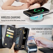 iPhone 16 Plus Caseme 008 2-i-1 Multifunksjonell Lommebok-deksel - Svart