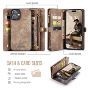 iPhone 16 Plus Caseme 008 2-i-1 Multifunksjonell Lommebok-deksel - Brun
