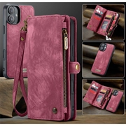 iPhone 16 Plus Caseme 008 2-i-1 Multifunksjonell Lommebok-deksel - Rød