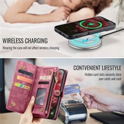 iPhone 16 Plus Caseme 008 2-i-1 Multifunksjonell Lommebok-deksel - Rød