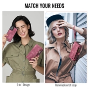 iPhone 16 Plus Caseme 008 2-i-1 Multifunksjonell Lommebok-deksel - Rød