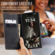 iPhone 16 Plus Caseme 013 Series Lommebok-deksel - Svart