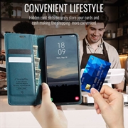 Samsung Galaxy S26 FE Caseme 033 Lommebok-etui med kalvestruktur og RFID-blokkering - Grønn