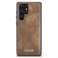 Caseme 2-i-1 Multifunksjonell Samsung Galaxy S22 Ultra 5G Lommebok-deksel - Brun