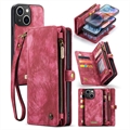 iPhone 15 Plus Caseme 2-i-1 Multifunksjonell Lommebok-deksel - Rød
